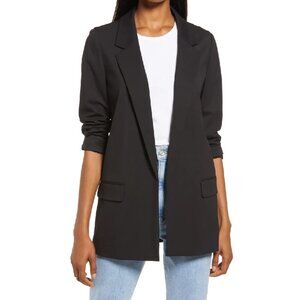 All Saints Black Open-Front Longline Blazer